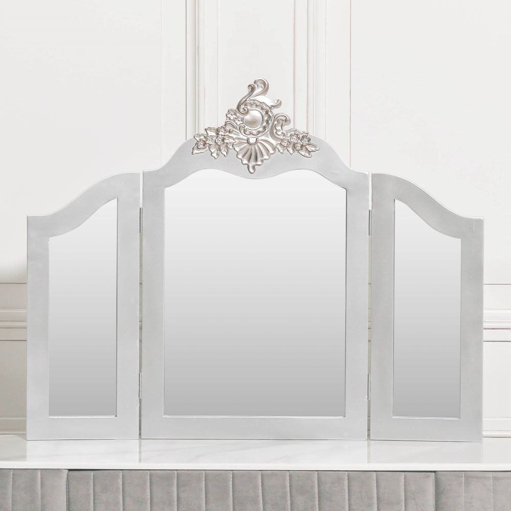 Product photograph of French Antique Silver Vanity Mirror - 86cm X 68cm from Choice Furniture Superstore.